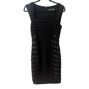 Mint Velvet Black Layered Bandage Dress Bodycon Stretch Size 8 Sleeveless Sleek